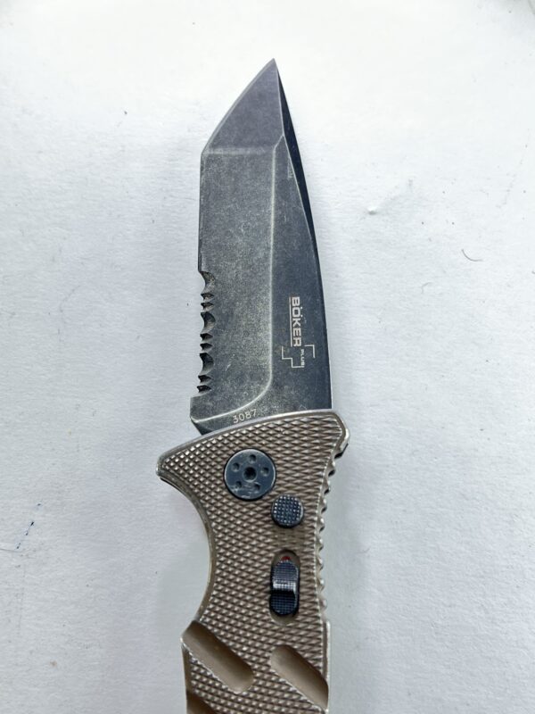 Boker Plus Strike Tanto AUS 8 Automatic Pocket Knife Coyote Brown - Image 4