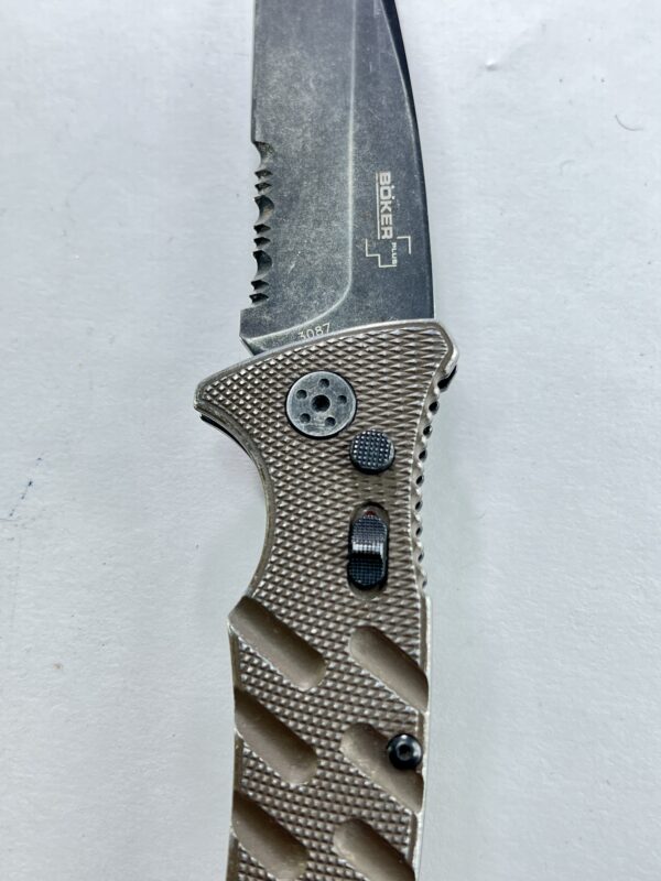 Boker Plus Strike Tanto AUS 8 Automatic Pocket Knife Coyote Brown - Image 5