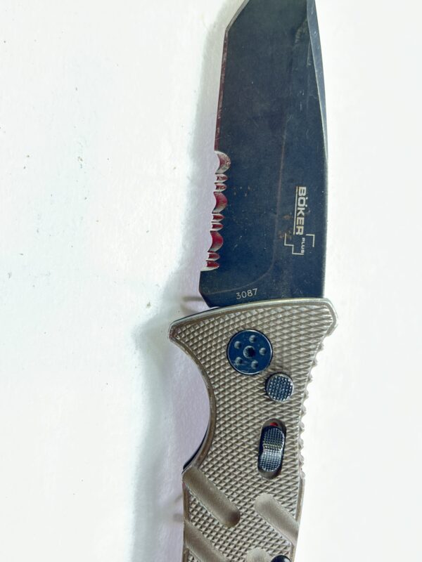 Boker Plus Strike Tanto AUS 8 Automatic Pocket Knife Coyote Brown - Image 12