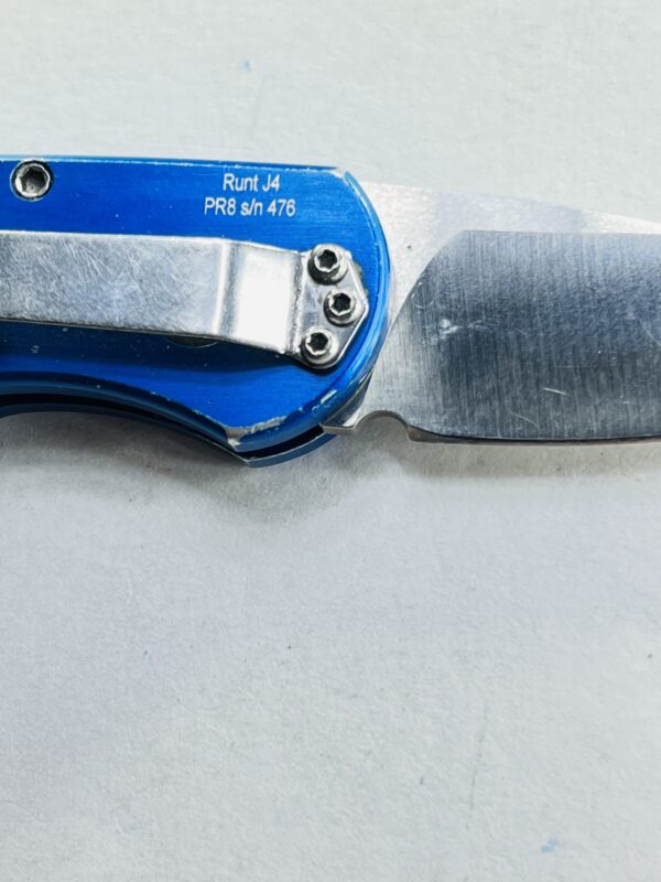 Pro-Tech USA Runt J4 Automatic Knife Blue Handle 154CM - Image 4